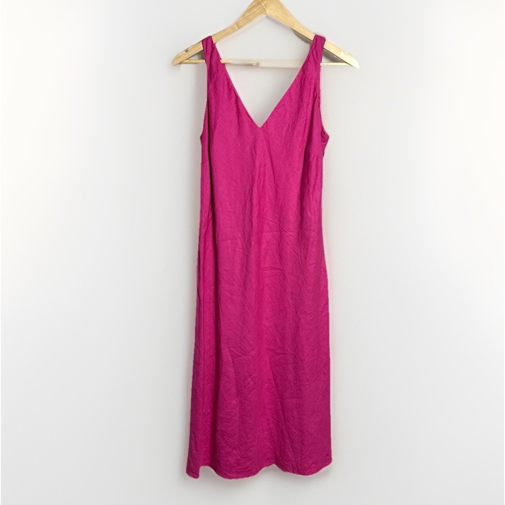 Lauren Ralph Lauren Pink 100% Linen Maxi Dress Sleeveless V-neck Lined Womens 10